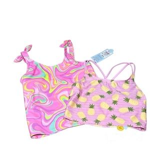 Cat & Jack swim tops. Jelly-Belly Tankini top. Pineapple Midkini top. Girl’s 8